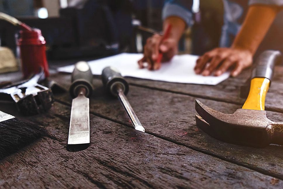 Man planning construction work